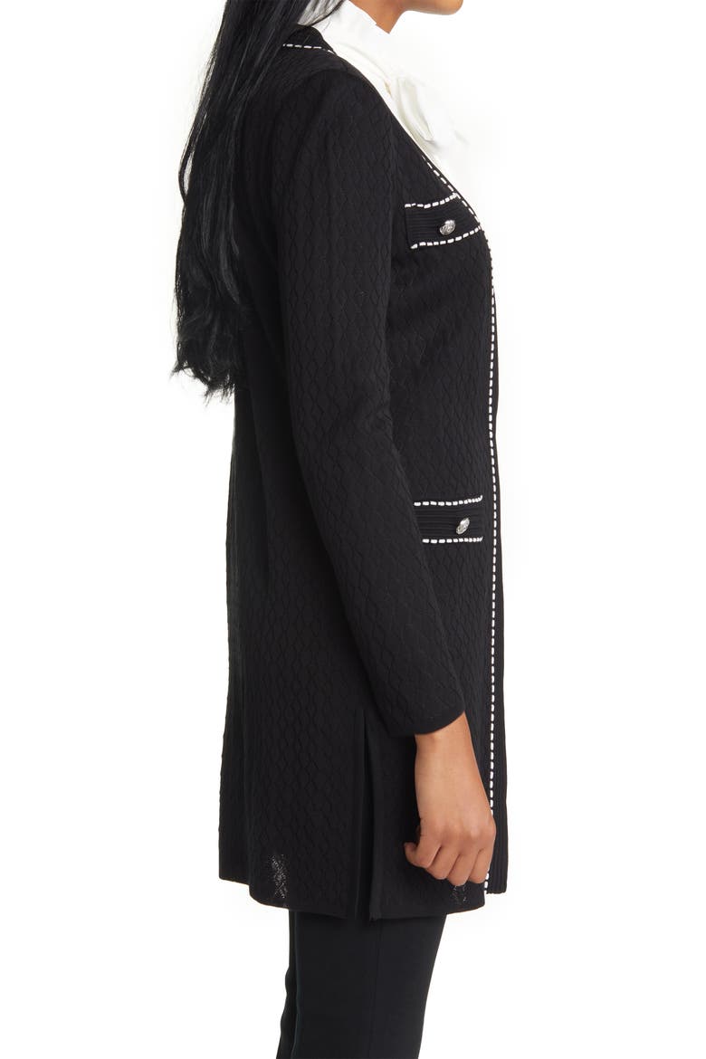 Pointelle Knit Duster Jacket, Alternate, color, BLACK/IVORY