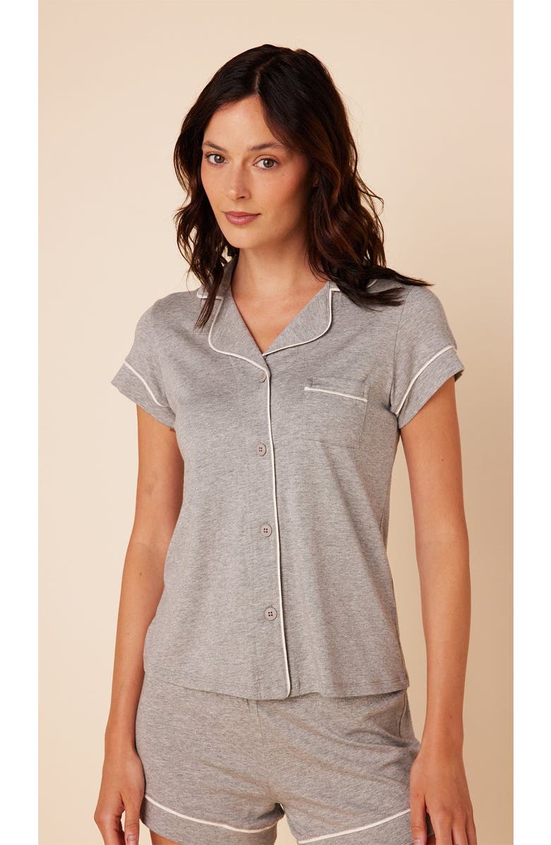 The Cat's Pajamas Pima Knit Short Set, Alternate, color, Classic Heather Grey