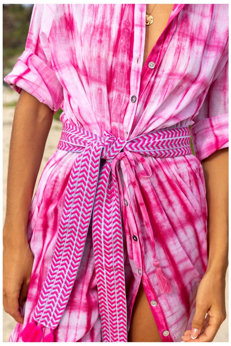 Anais Women's Button Front Shirtdress Hibiscus Shibori, Alternate, color, Pink