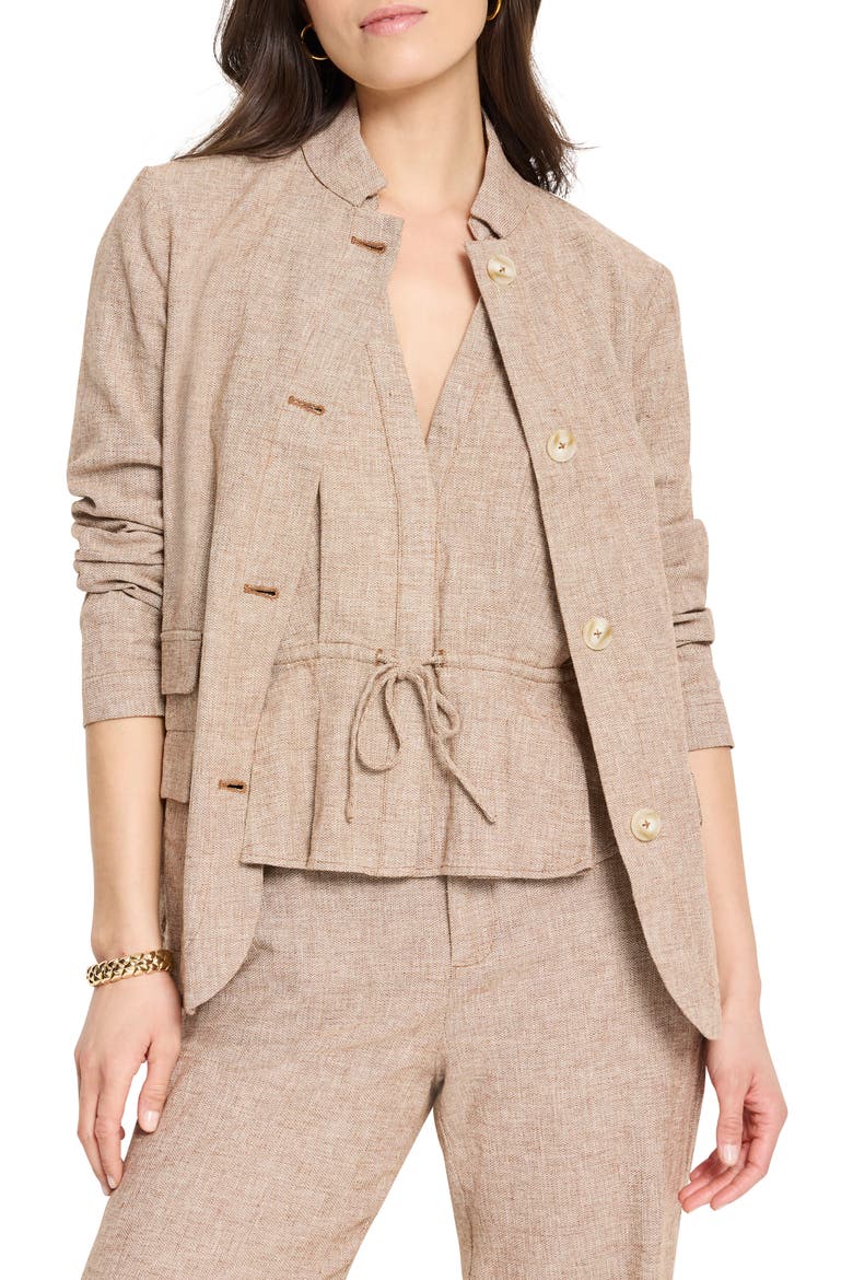 Ava Cotton & Linen Blazer, Main, color, BROWN MIX