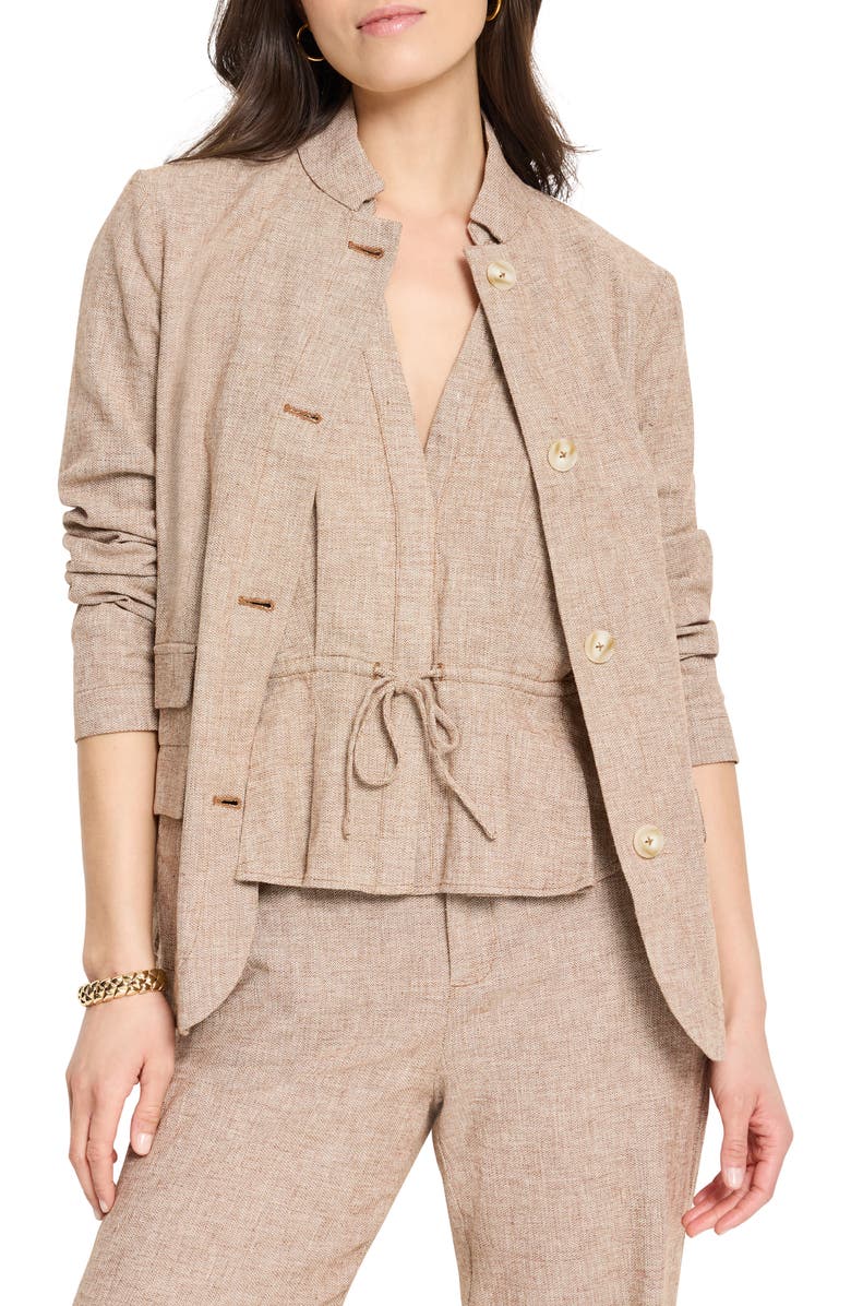 NIC+ZOE Ava Cotton & Linen Blazer, Main, color, Brown Mix