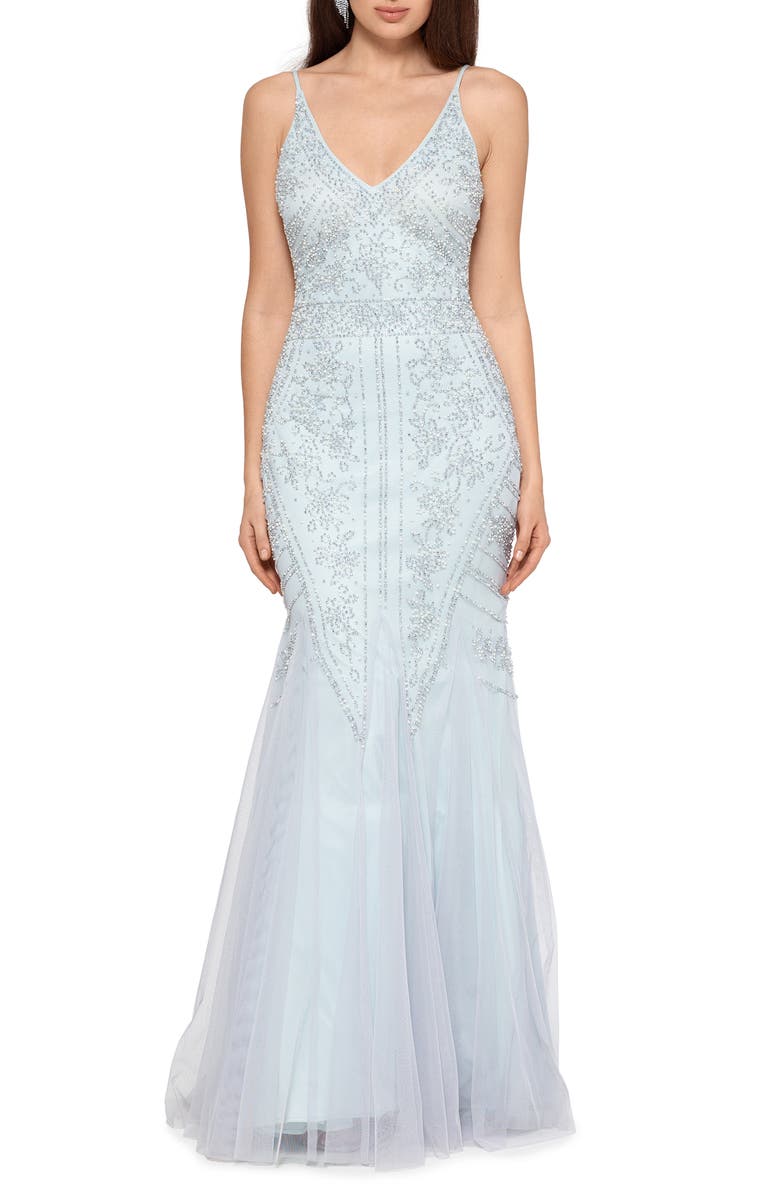 Xscape Evenings Embellished Tulle Gown, Main, color, 