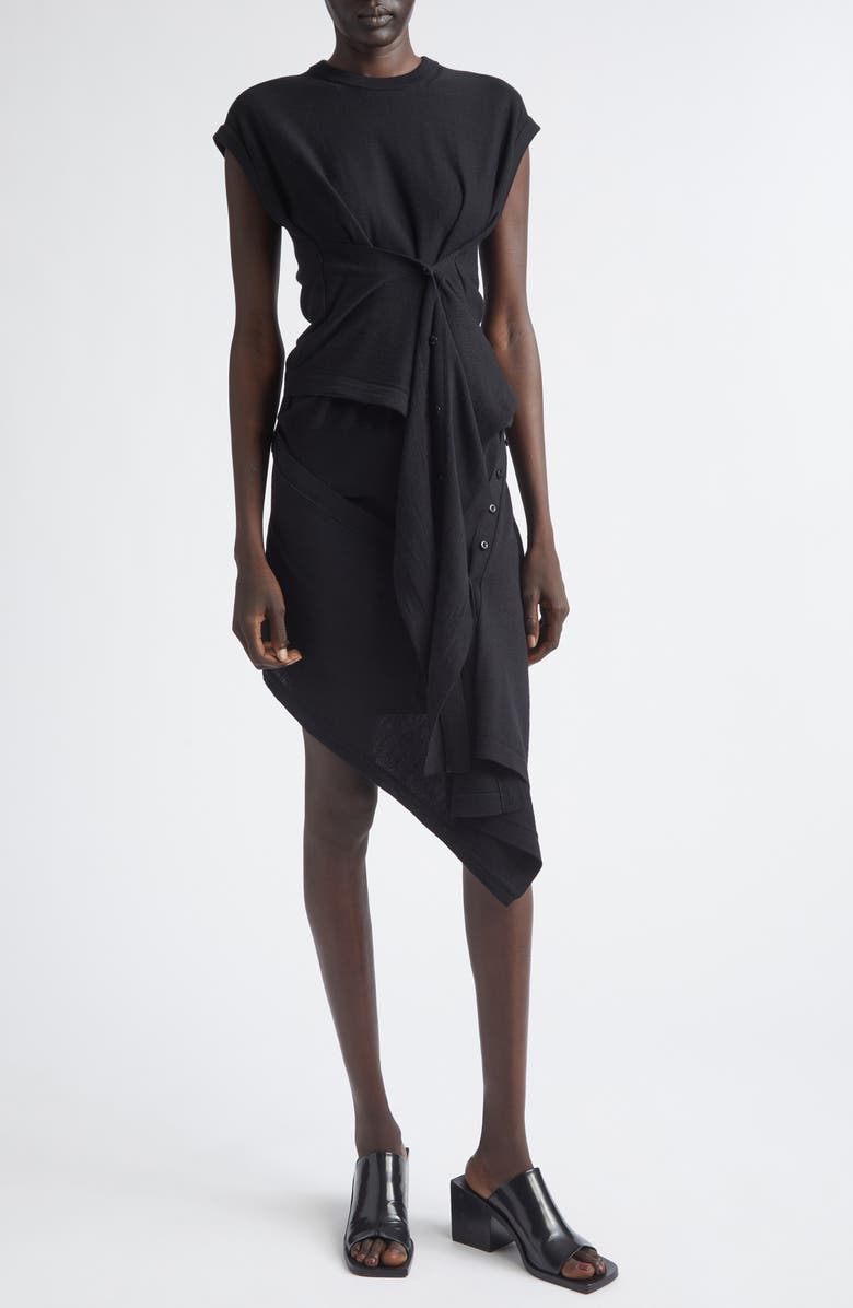 Lemaire Button Drape Merino Wool Blend Top, Alternate, color, Black