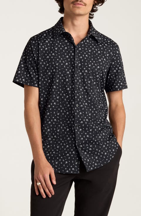 Tech Floral Short Sleeve Performance Button-Up Shirt