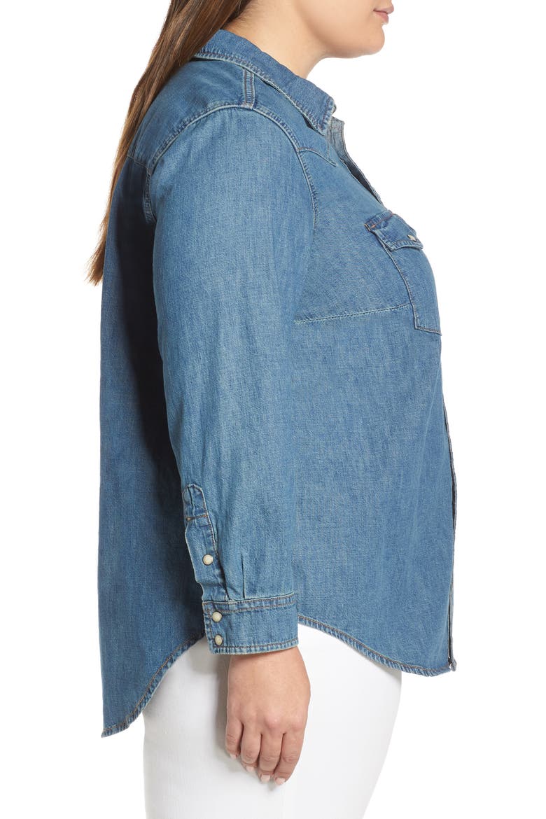 Chambray Western Shirt, Alternate, color, CLAY