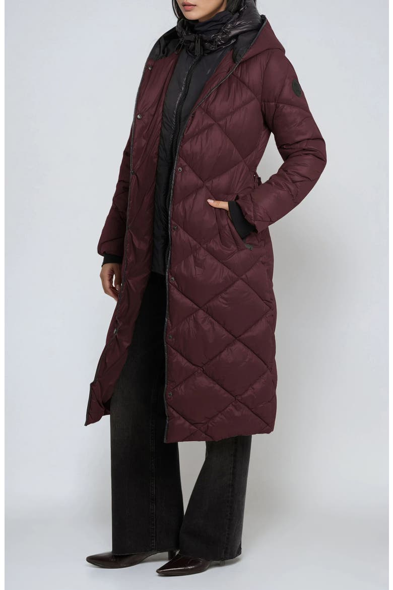 Amiyah Belted Diamond Quilt Longline Jacket, Alternate, color, PORTO