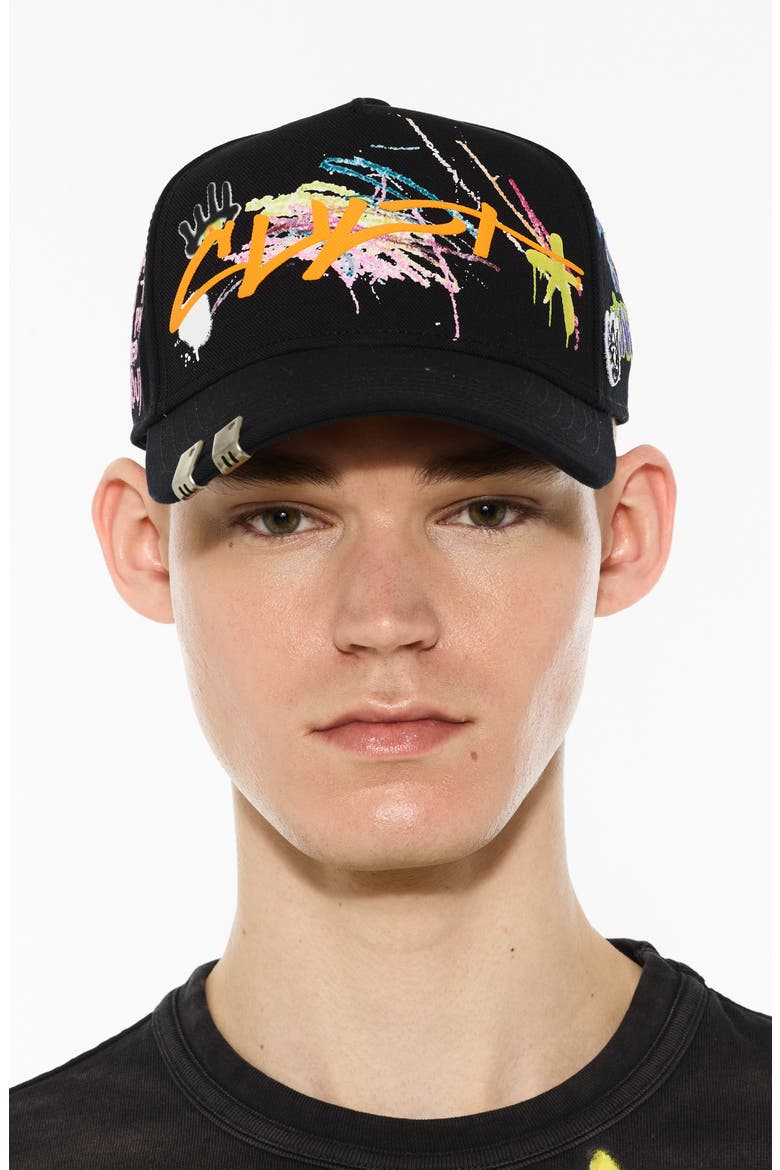 Logo Graphic Trucker Hat, Main, color, BLACK