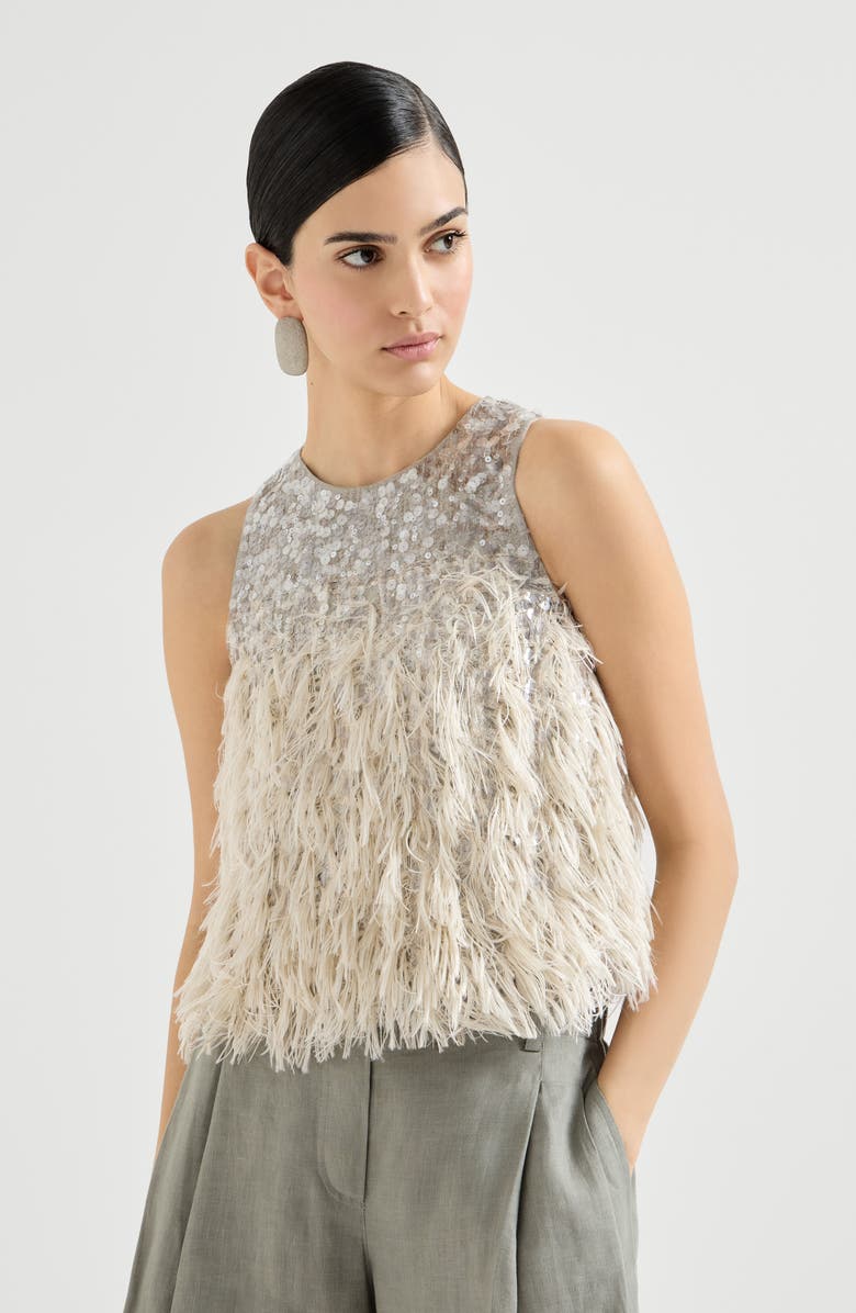 Brunello Cucinelli Dazzling dégradé top, Alternate, color, Grey