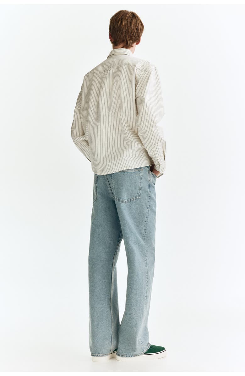 H&M Loose Fit Oxford Shirt, Alternate, color, White/Striped