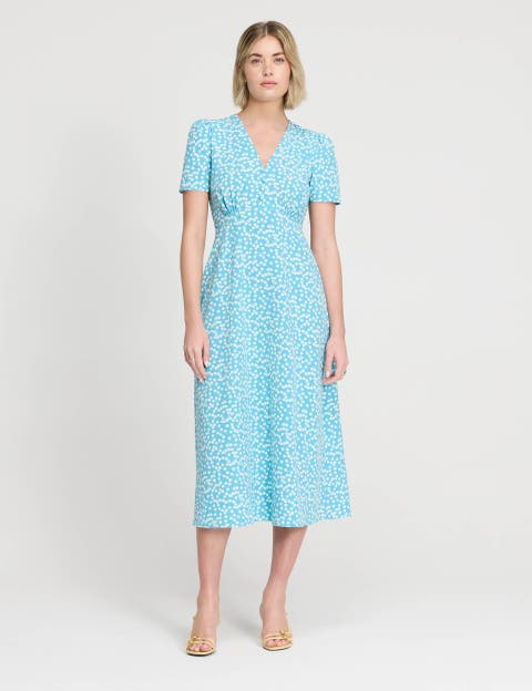 Nieve V-Neck Short Sleeve Midi Dress