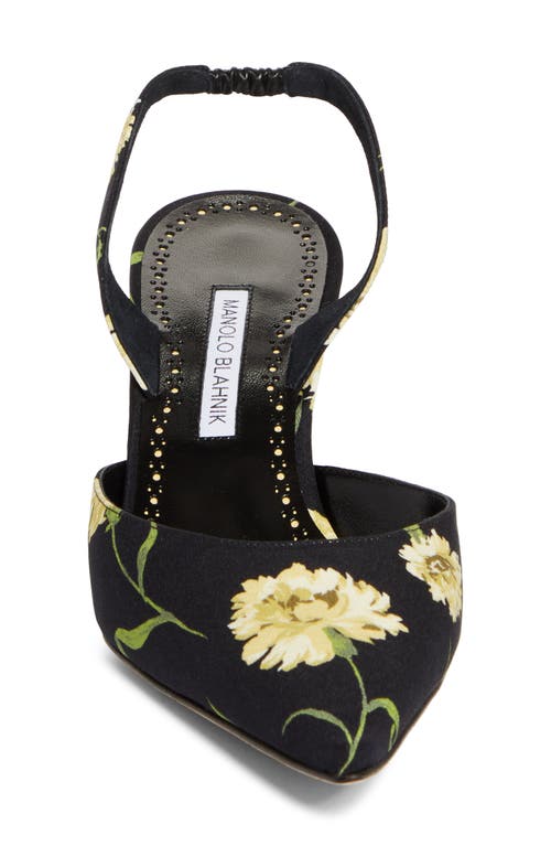 MANOLO BLAHNIK MANOLO BLAHNIK CAROLYNE FLORAL POINTED TOE SLINGBACK PUMP