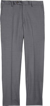 Berle Flat Front Modern Fit Gabardine Stretch Wool Trousers