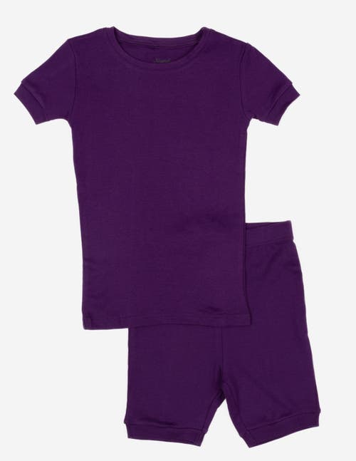 Leveret Kids Short Sleeve Cotton Solid Matching Family Pajamas In Purple