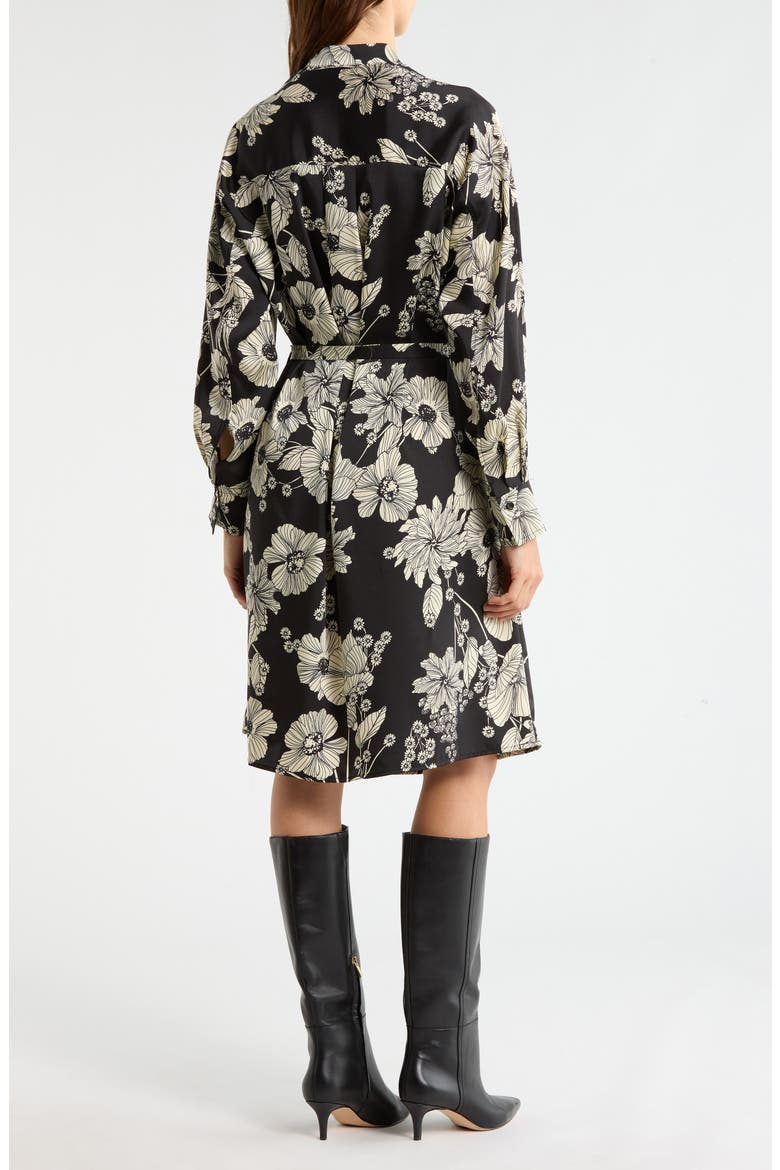 Floral Tie Belt Long Sleeve Dress, Alternate, color, BLACK FLOWER MULTI