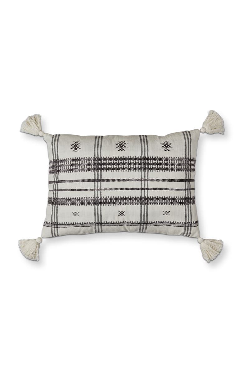 tag White Peak Yarn Dyed Cotton Lumbar Decorative Pillow, Main, color, Beige