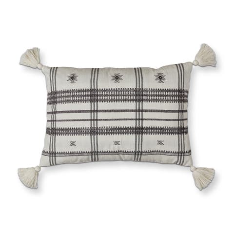 White Peak Yarn Dyed Cotton Lumbar Decorative Pillow