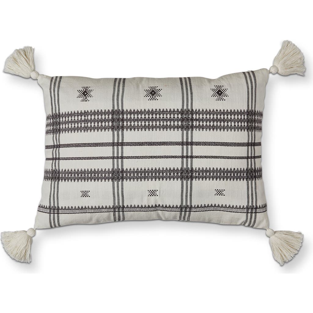 Tag White Peak Yarn Dyed Cotton Lumbar Decorative Pillow In Gray