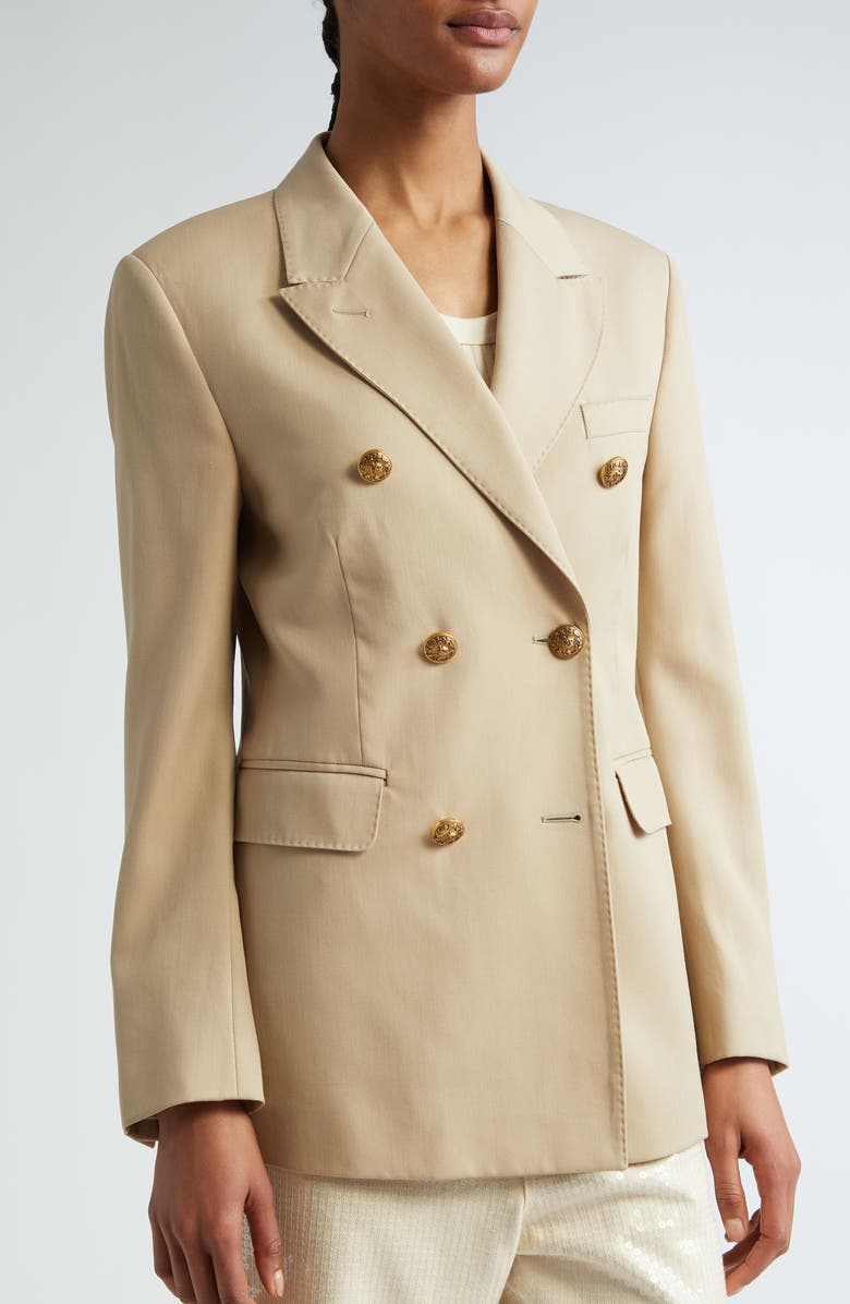 Golden Goose Double Breasted Virgin Wool Blazer, Alternate, color, Sand