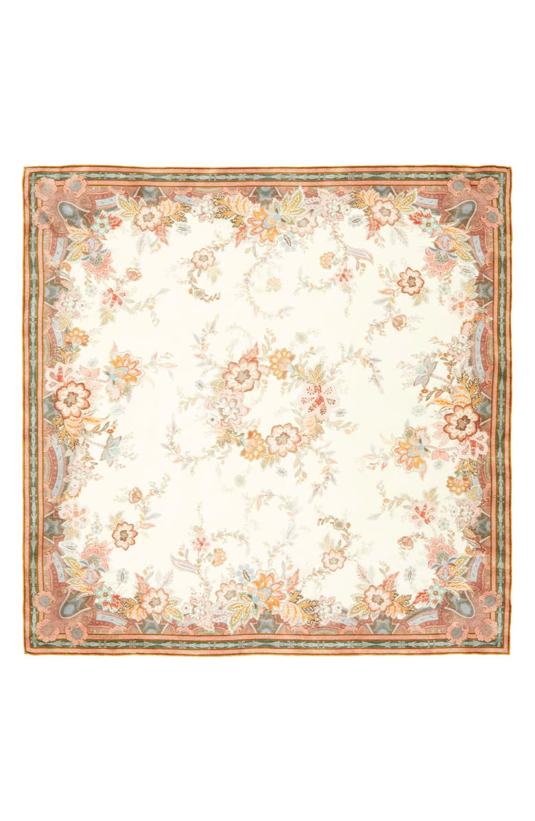 Zimmermann Paisley Print Silk Square Scarf, Alternate, color, Cream Pink Paisley