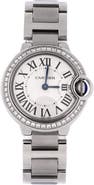 Pre-Owned Cartier Ballon Bleu de Cartier Quartz Watch Stainless Steel with Diamond Bezel 28