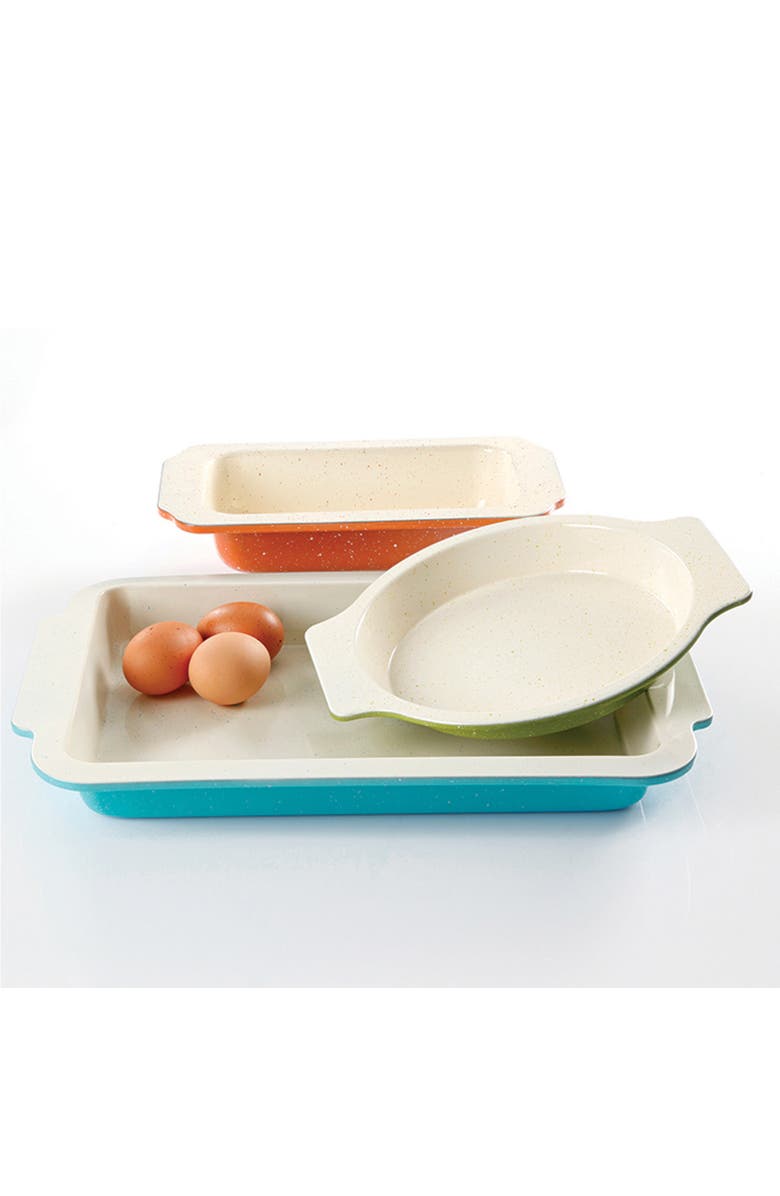 Gibson ColorSplash Imbue 3 Piece Carbon Steel Nonstick Bakeware Set, Alternate, color, Blue