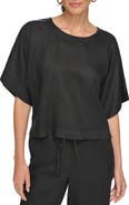 DKNY Drop Shoulder Boxy Linen Top