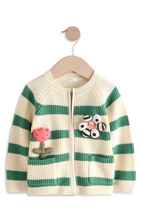 Kids' Tulip Appliqué Zip Sweater (Baby & Little Kid)