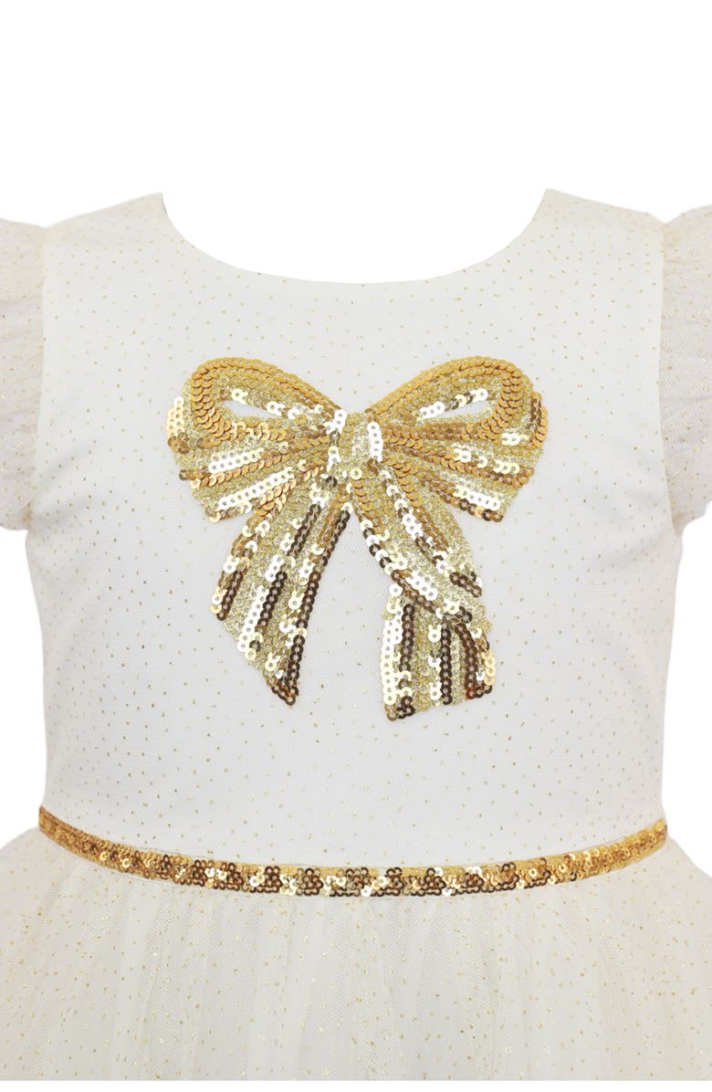 Zunie Kids' Glitter Tiered Skirt Dress, Alternate, color, Ivory