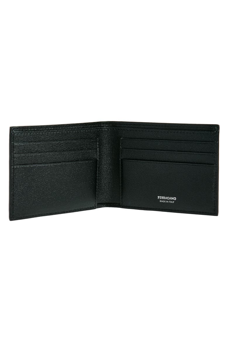 Mini Gancio Embossed Leather Bifold Wallet, Alternate, color, NERO NERO X MOD