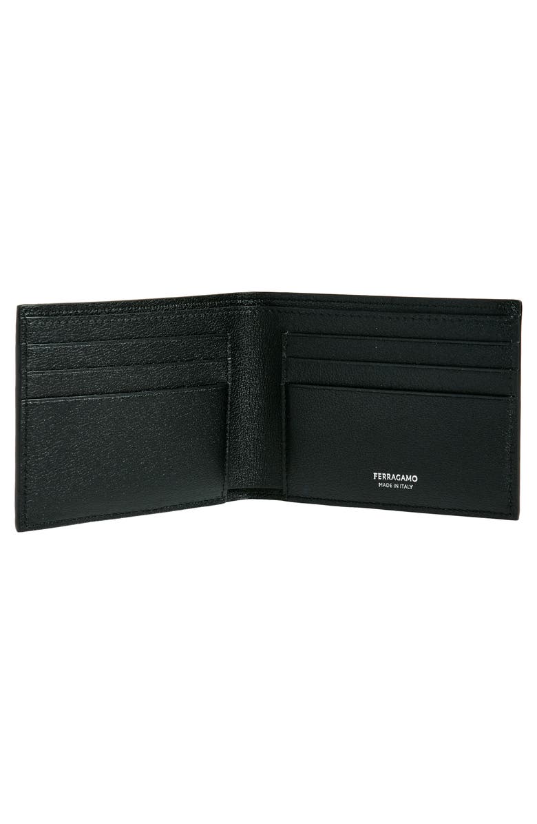 FERRAGAMO Mini Gancio Embossed Leather Bifold Wallet, Alternate, color, Nero Nero X Mod