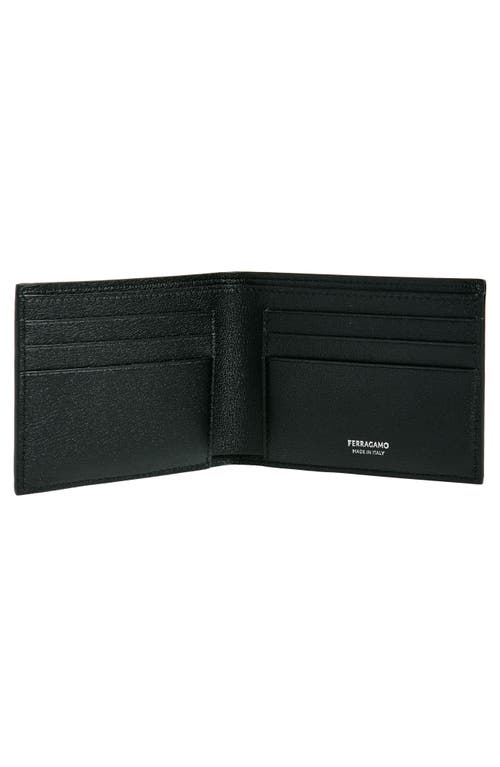 Shop Ferragamo Mini Gancio Embossed Leather Bifold Wallet In Nero Nero X Mod