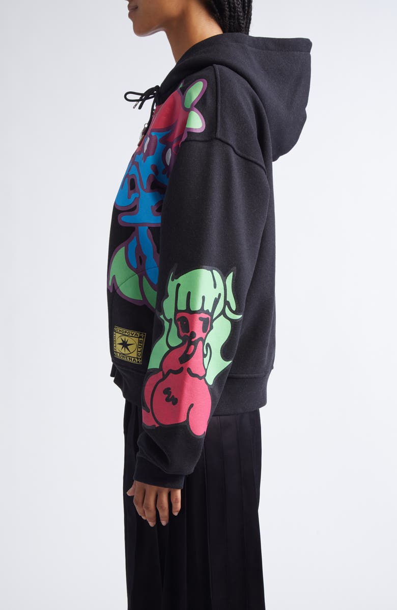 Chopova Lowena The Girls Recycled Cotton Blend Zip Hoodie, Alternate, color, Black Multi