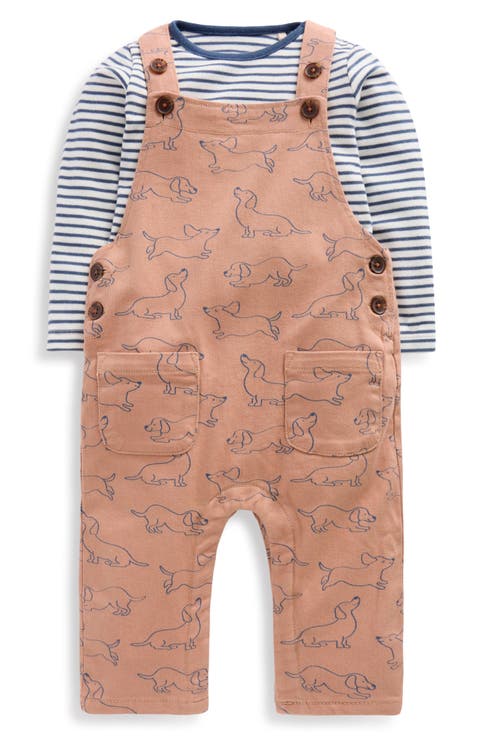 Long Sleeve T-Shirt & Print Overalls Set
