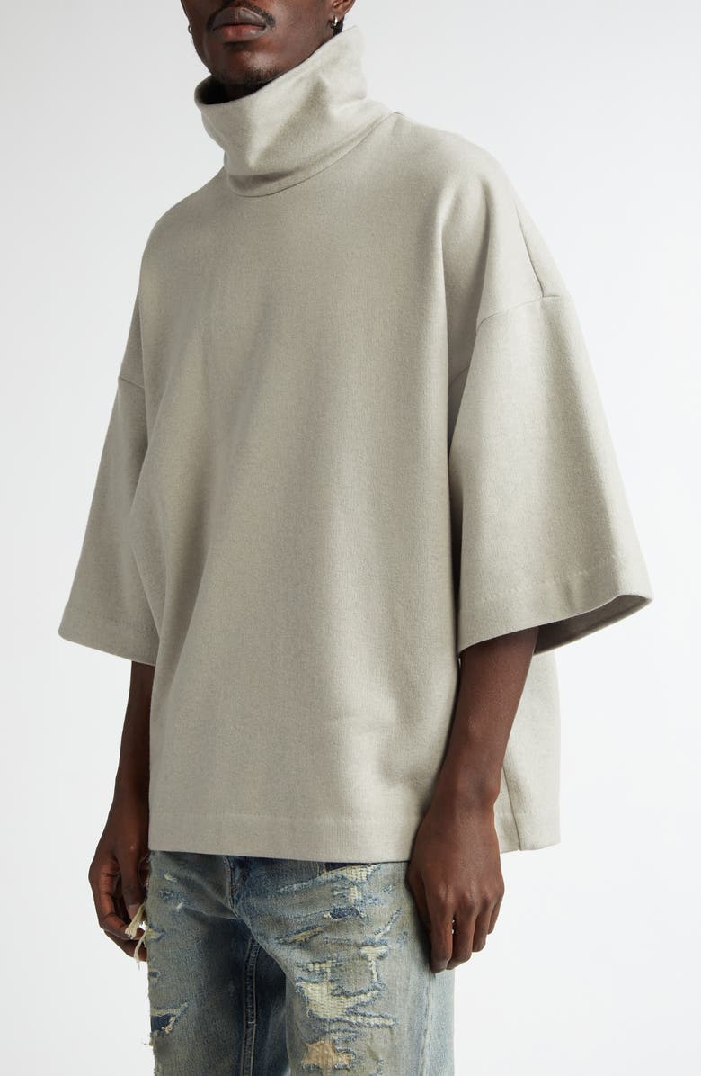 Fear of God Short Sleeve Cotton & Wool Turtleneck T-Shirt, Alternate, color, 