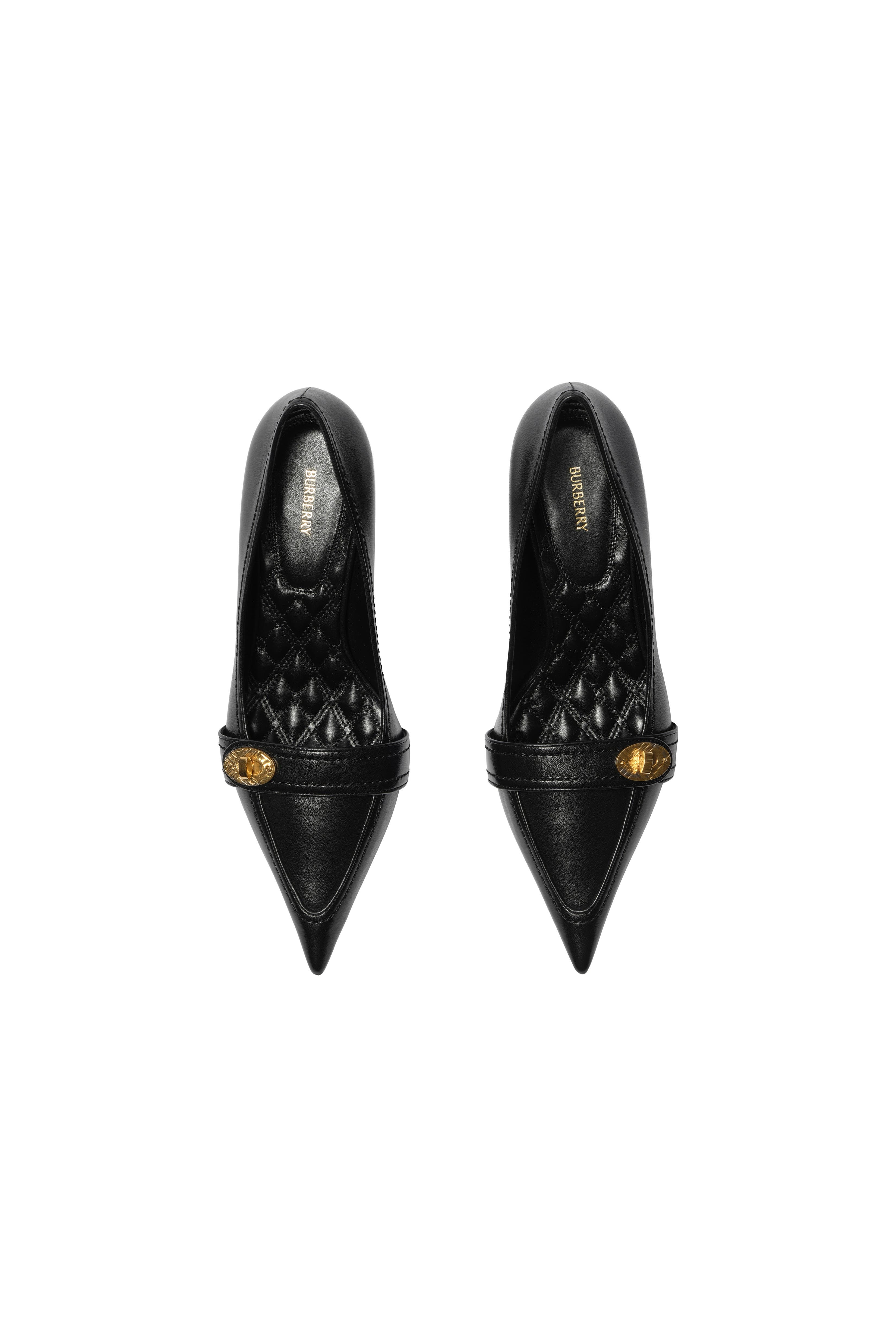Burberry Leather Cotswolds Low Pumps, Alternate, color, Black