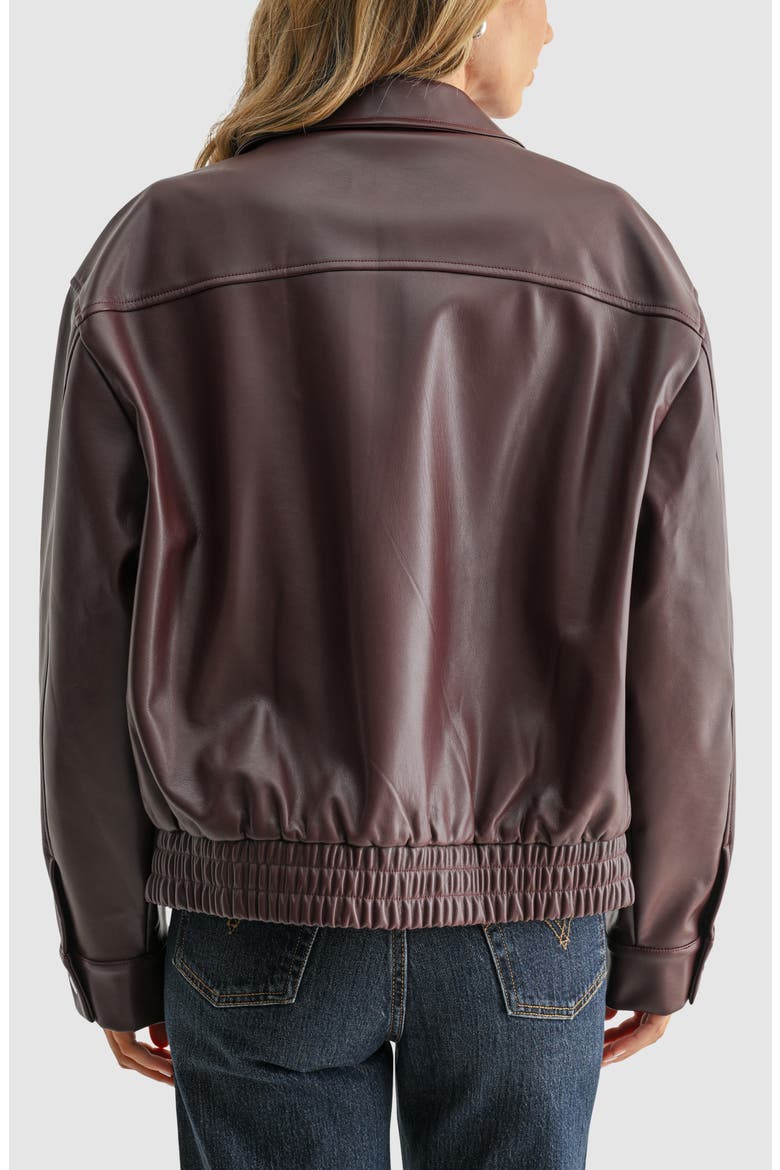 Faux Leather Bomber Jacket, Alternate, color, BURGUNDY