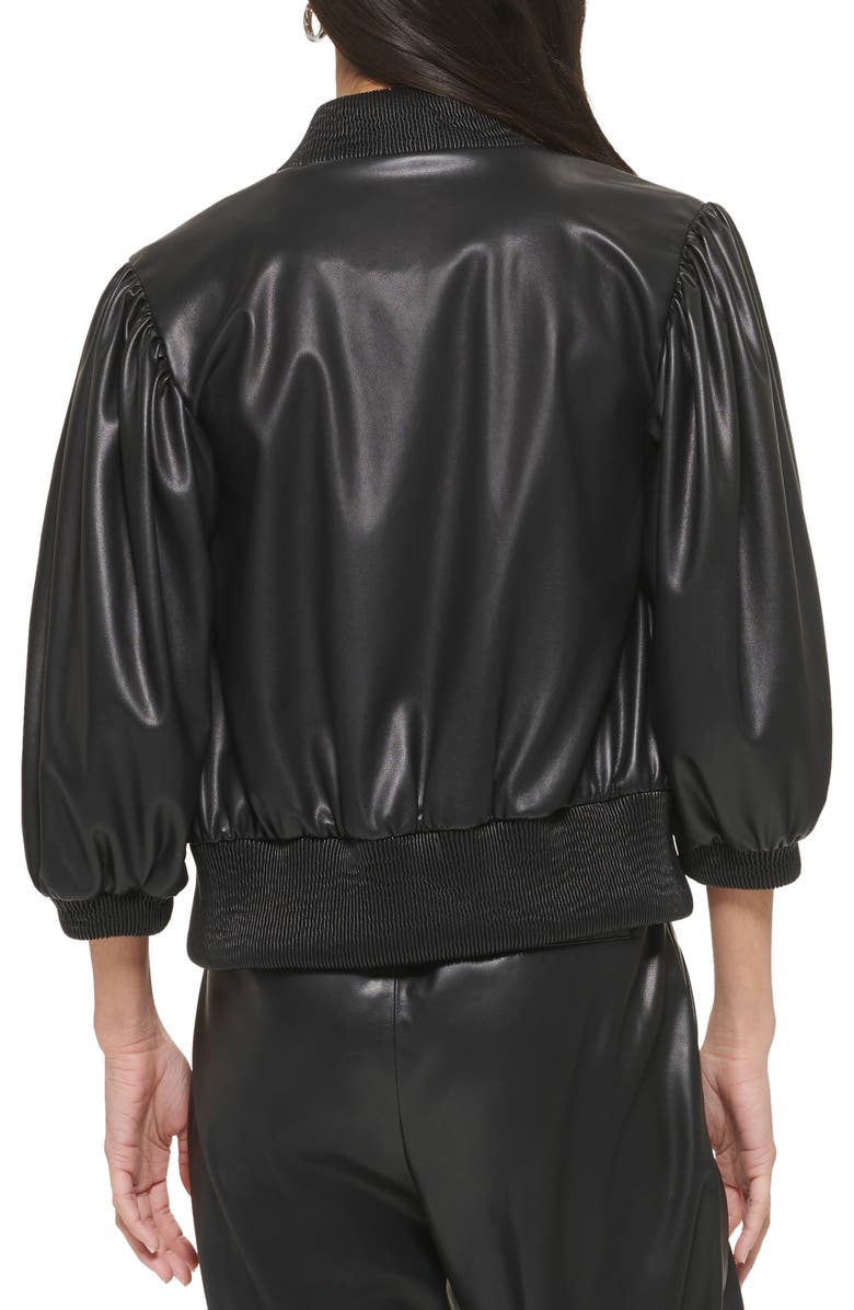 DKNY Crop Faux Leather Bomber Jacket, Alternate, color, 