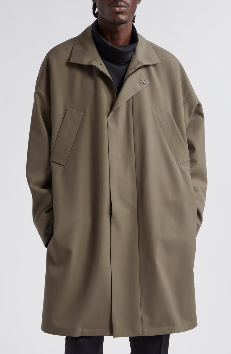Fear of God Virgin Wool Crepe Three-Quarter Length Trench Coat, Main, color, 
