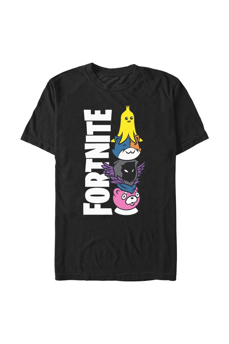 Men's Fortnite Cute Characters Logo Graphic Tee, Main, color, Black