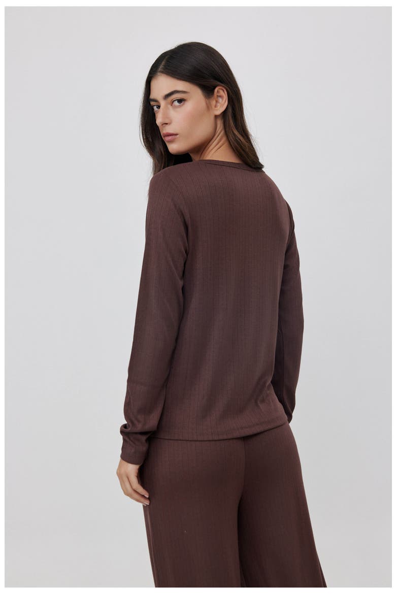 Daydream Pointelle Loungewear Top, Alternate, color, Brown