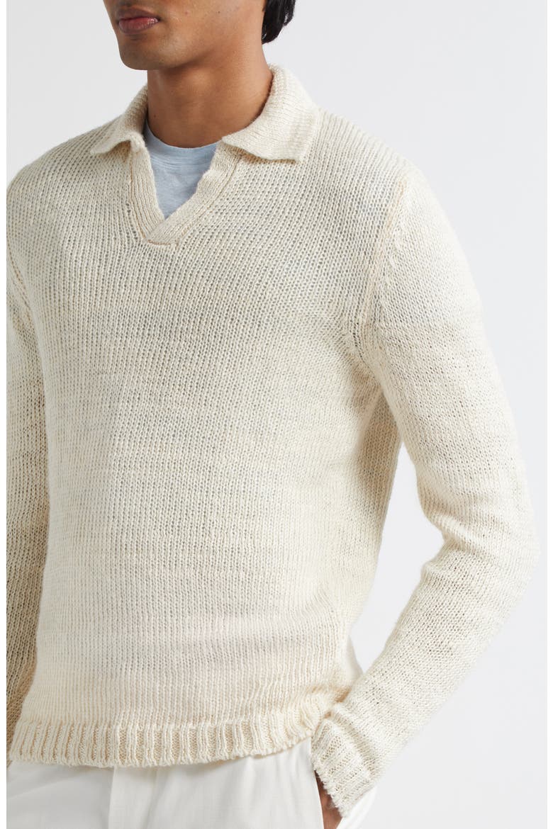 Skipper Wide Gauge Linen Blend Polo Sweater, Alternate, color, OFF WHITE