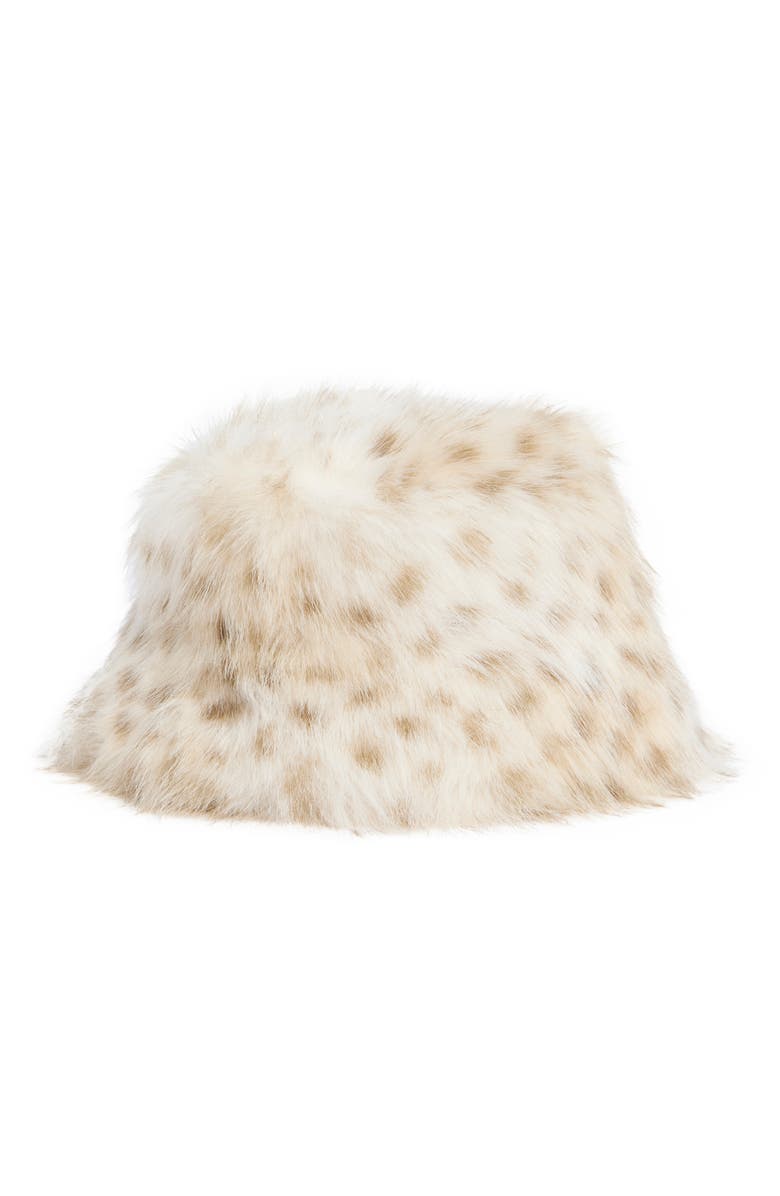 La Fiorentina Plush Faux Fur Bucket Hat, Alternate, color, Beige