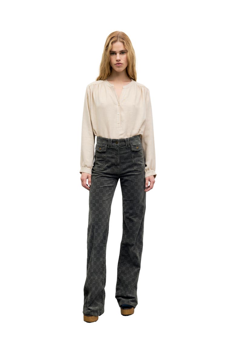 High-Rise Wide-Leg Jeans, Alternate, color, Charcoal