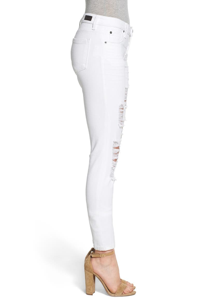 'Amy' Destroyed Skinny Jeans, Alternate, color, WHITE