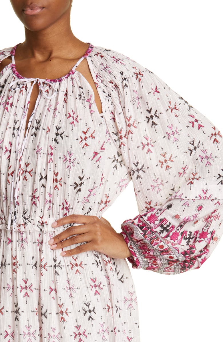 Isabel Marant Étoile Fratela-Ge Print Long Sleeve Maxi Dress, Alternate, color, White