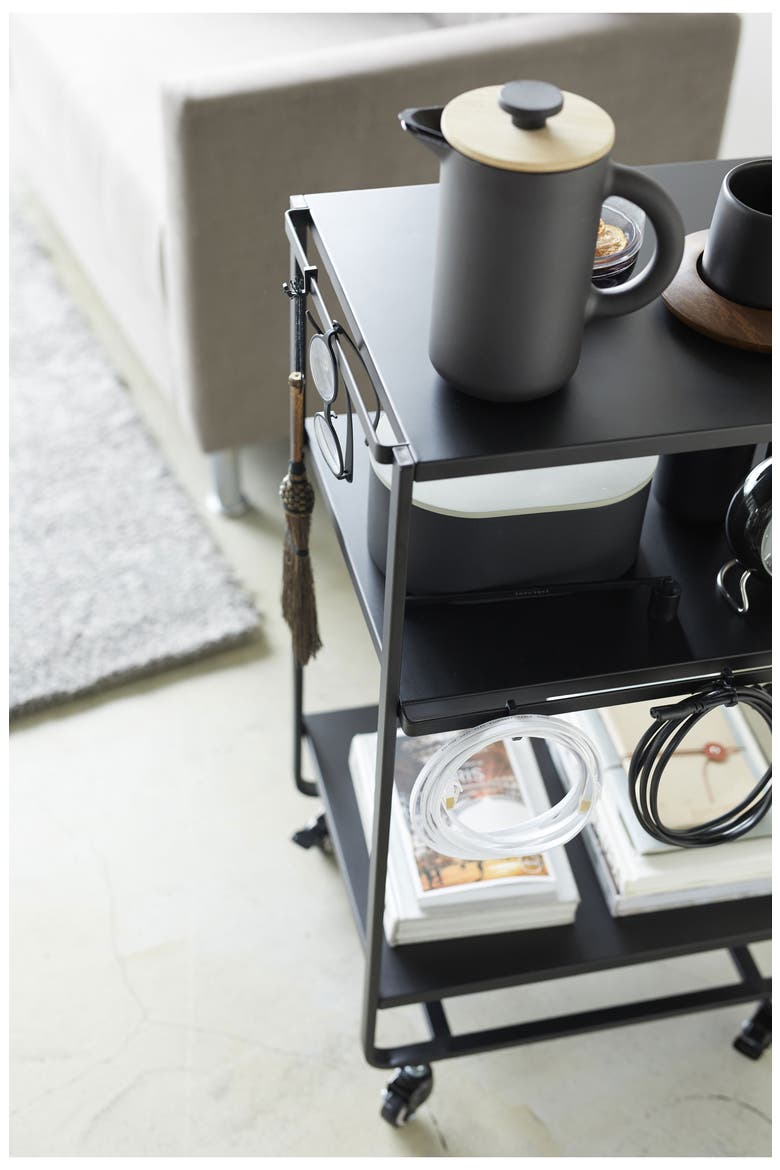 Three Tier Tower Kitchen Cart, Alternate, color, BLACK