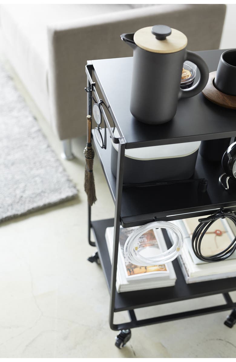 Yamazaki Three Tier Tower Kitchen Cart, Alternate, color, Black