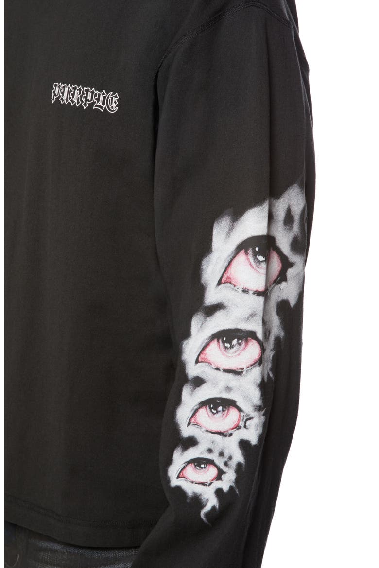 Graphic Cropped Long Sleeve T-Shirt, Alternate, color, BLACK