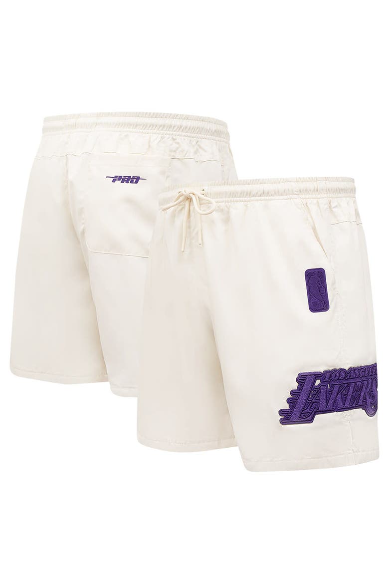 Men's Pro Standard Cream Los Angeles Lakers Triple Tonal Woven Shorts, Main, color, Cream