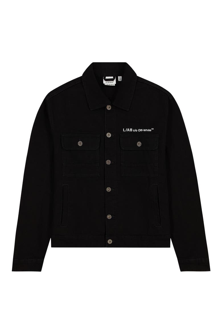 Denim Trucker Jacket, Main, color, BLACK